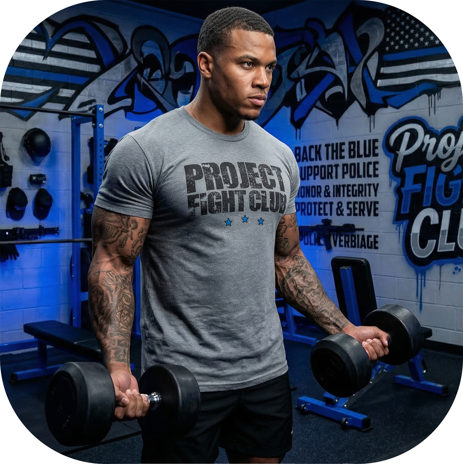 MENS GREY T-SHIRT - SUPPORT POLICE