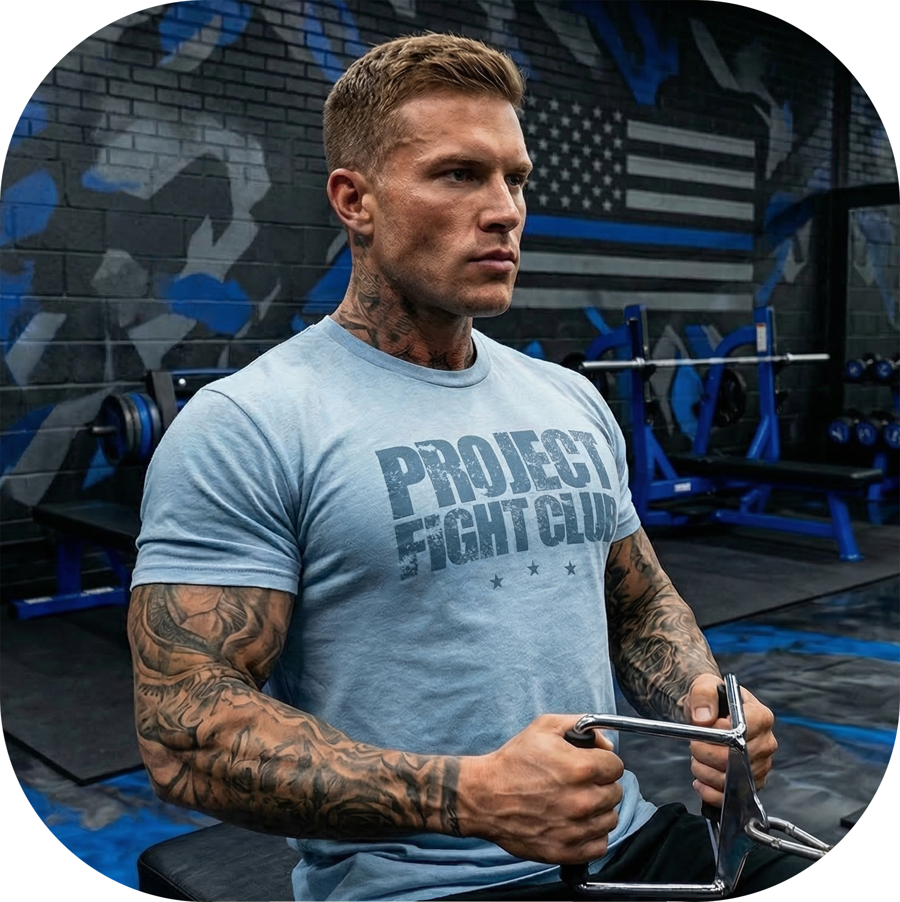 MENS ICE BLUE T-SHIRT - SUPPORT POLICE