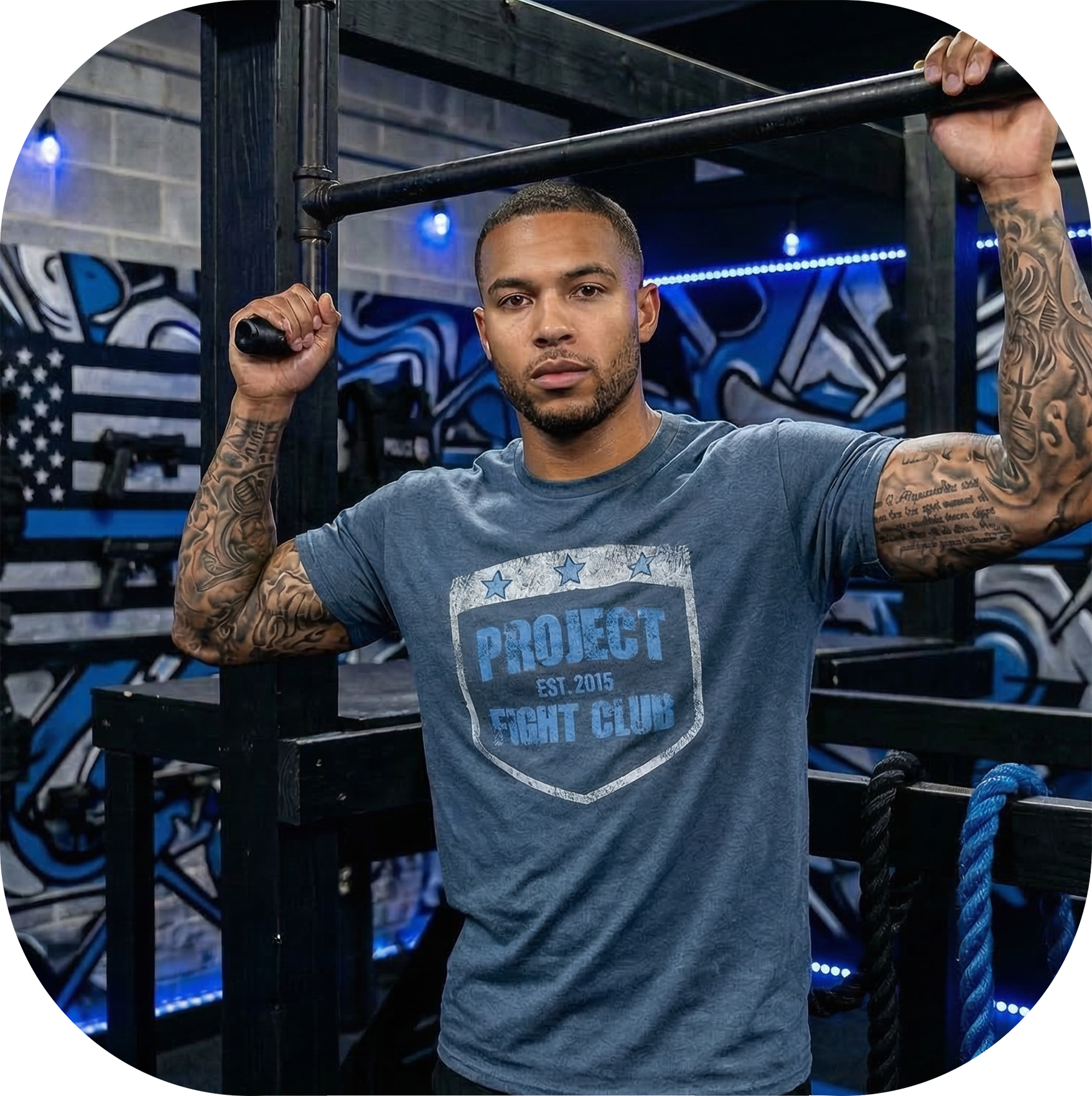 MENS INDIGO T-SHIRT - SUPPORT POLICE