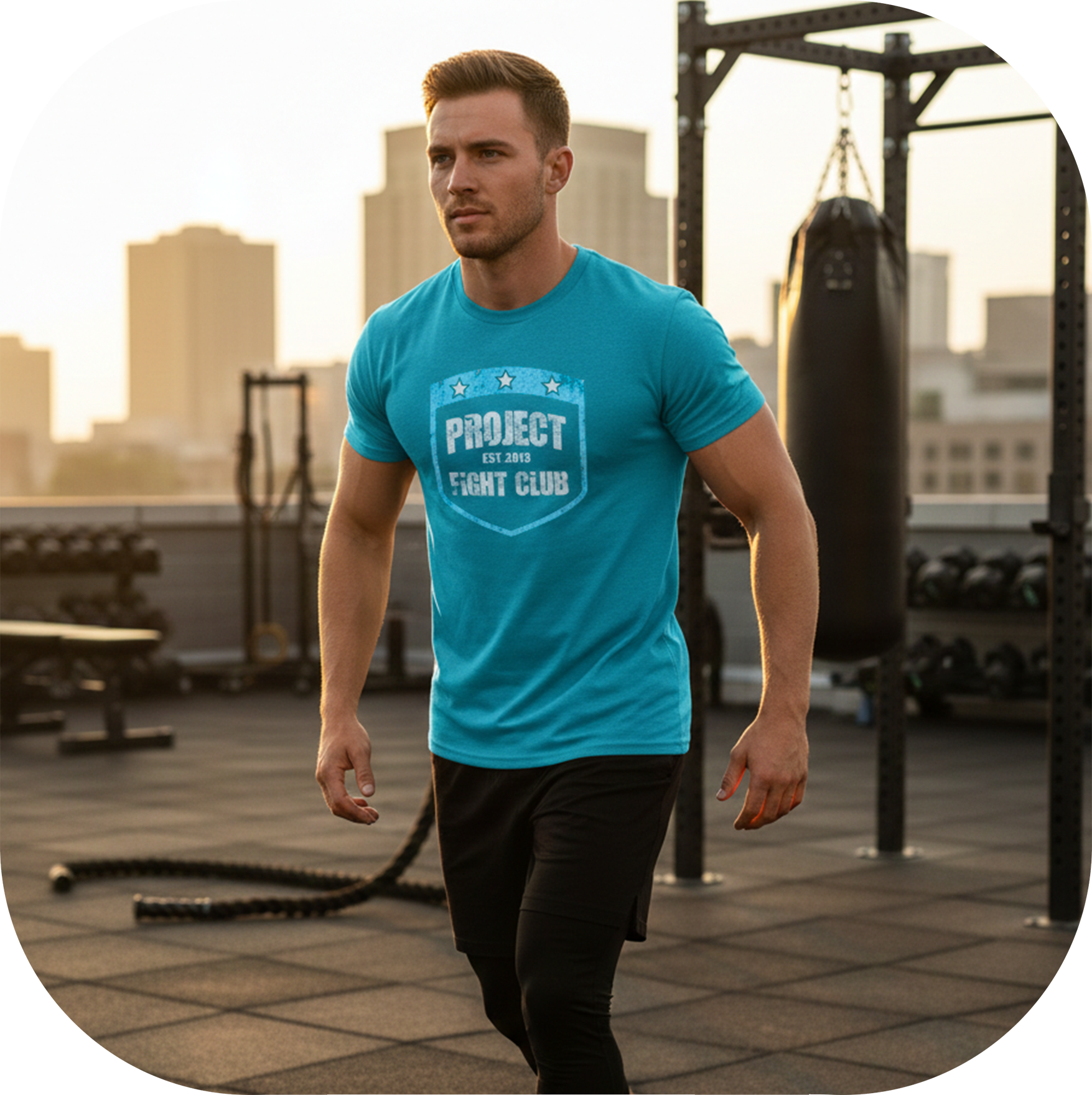 MENS TURQUOISE T-SHIRT - FIGHT ADDICTION