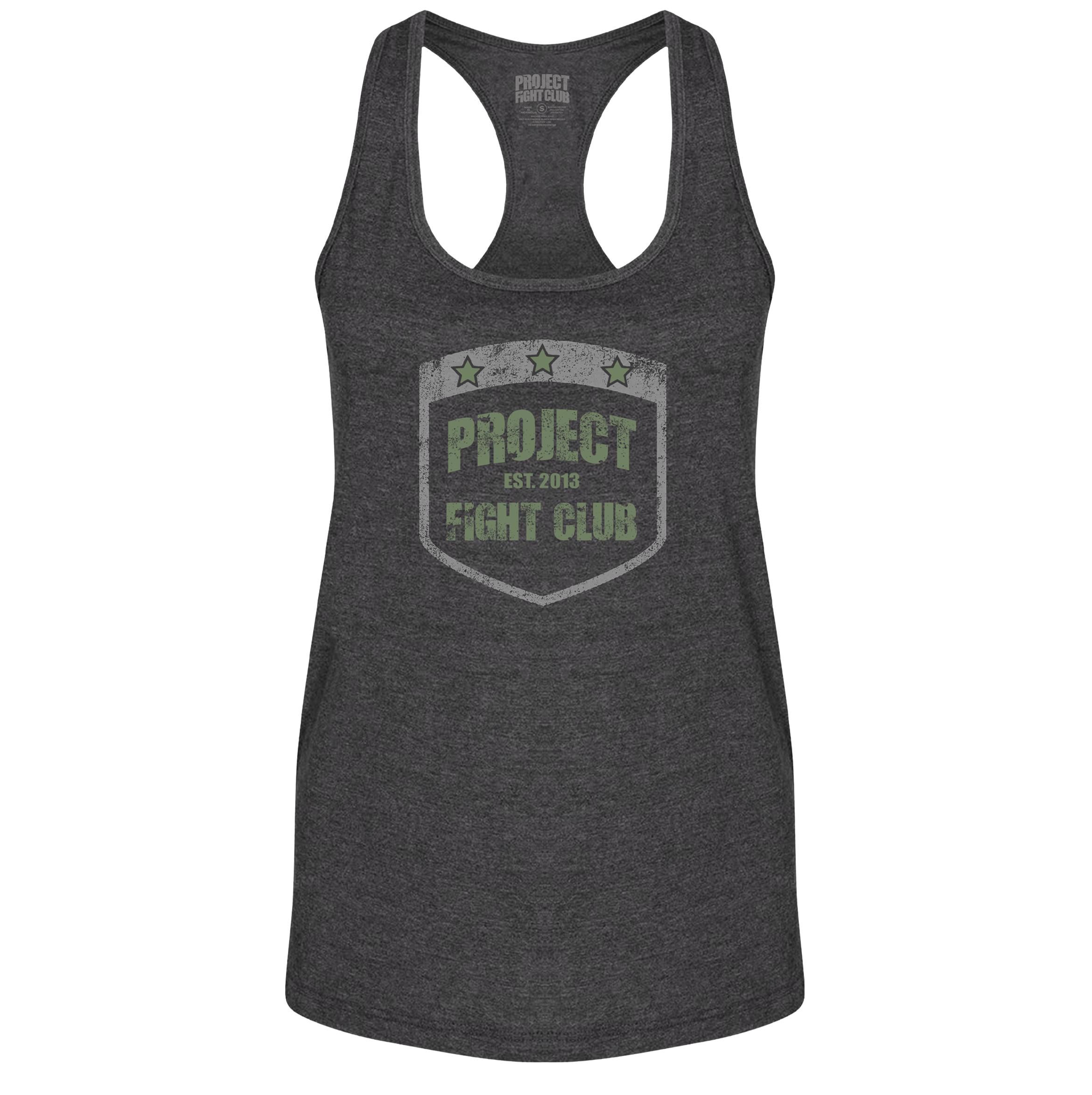 WOMENS DARK GREY RACERBACK TANK 2 - HONOR SOLDIERS & VETERANS