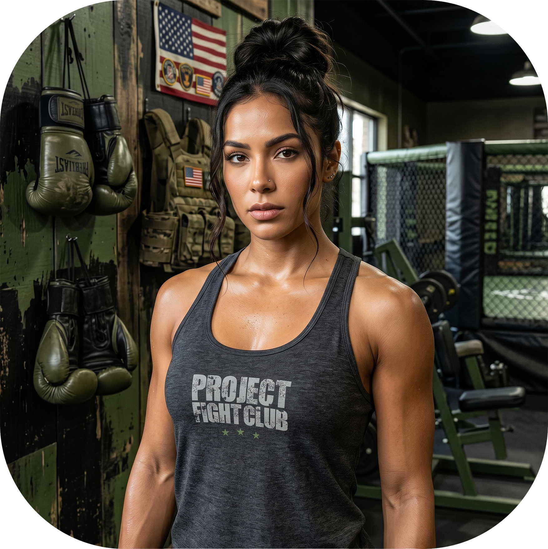 WOMENS DARK GREY RACERBACK TANK 3 - HONOR SOLDIERS & VETERANS