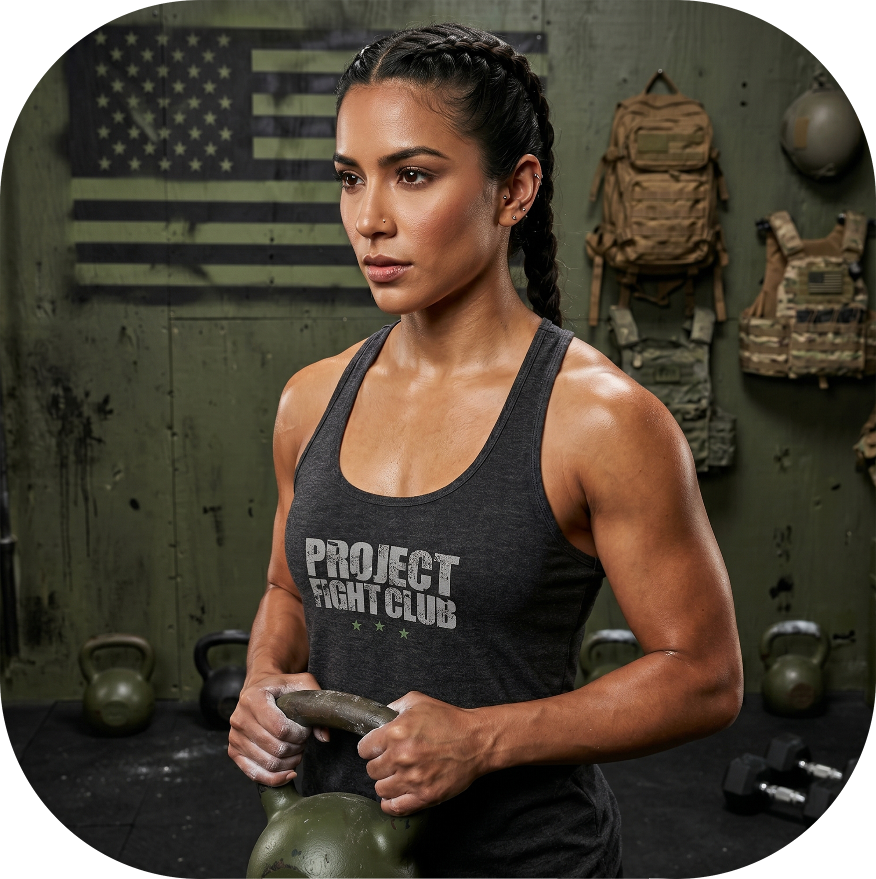 WOMENS DARK GREY RACERBACK TANK 3 - HONOR SOLDIERS & VETERANS