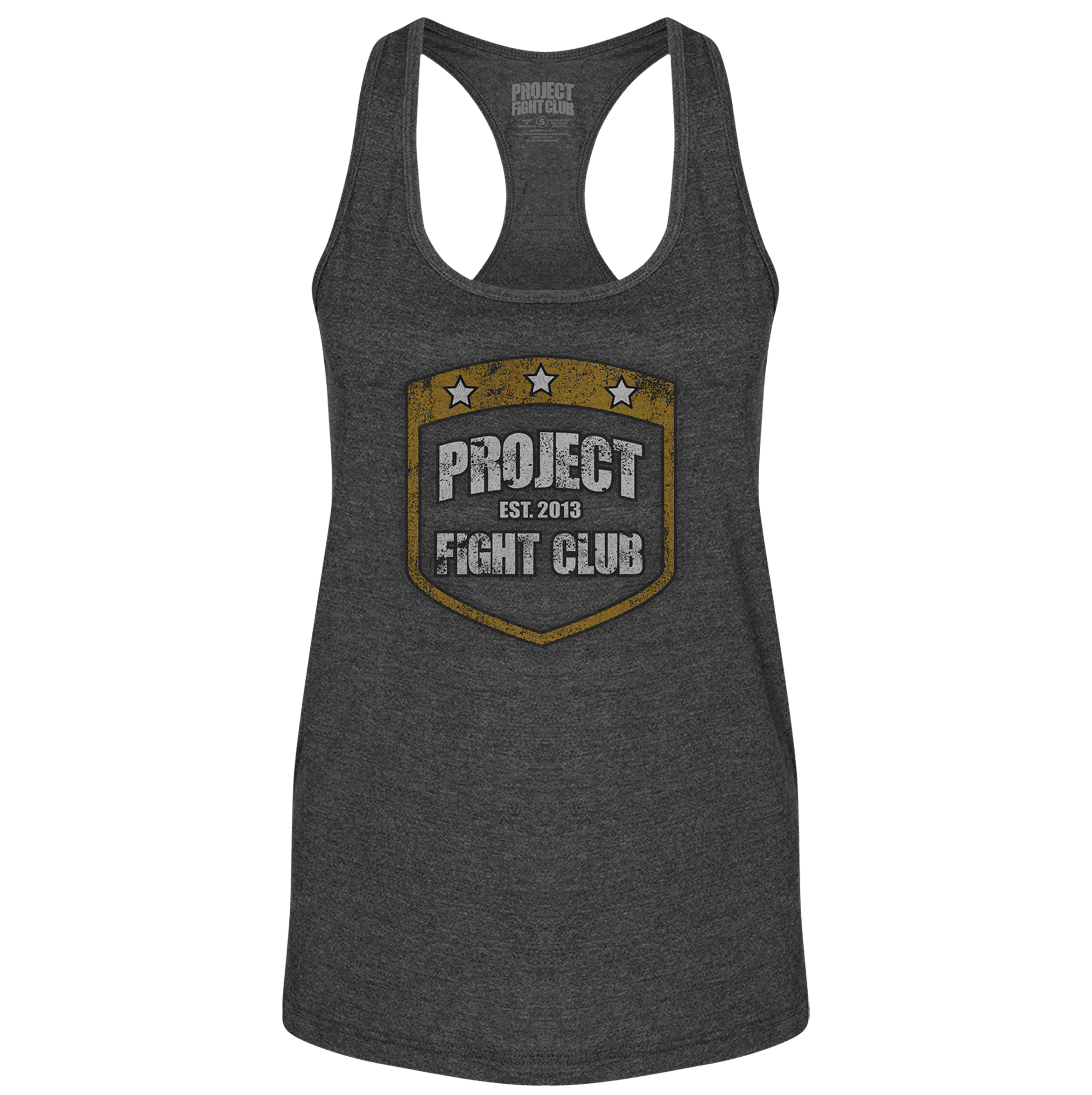 WOMENS DARK GREY RACERBACK TANK - PROTECT ANIMALS & WILDLIFE