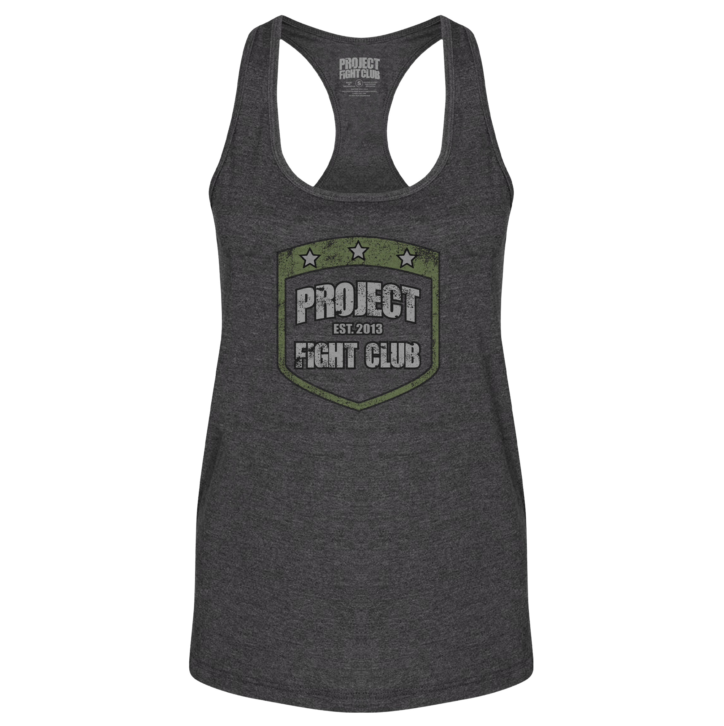 WOMENS DARK GREY RACERBACK TANK - HONOR SOLDIERS & VETERANS