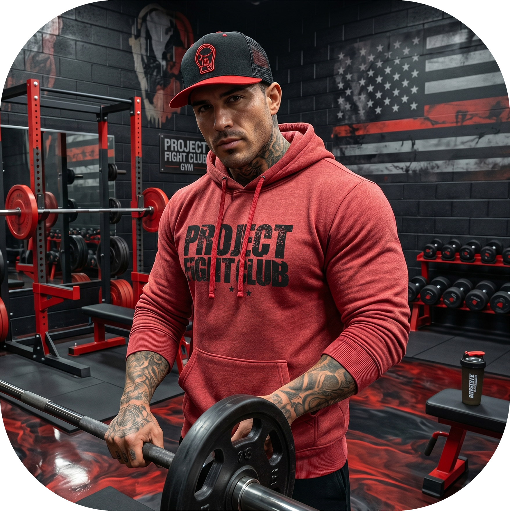 HEATHER RED MIDWEIGHT HOODIE - HONOR FIREFIGHTERS & EMTs
