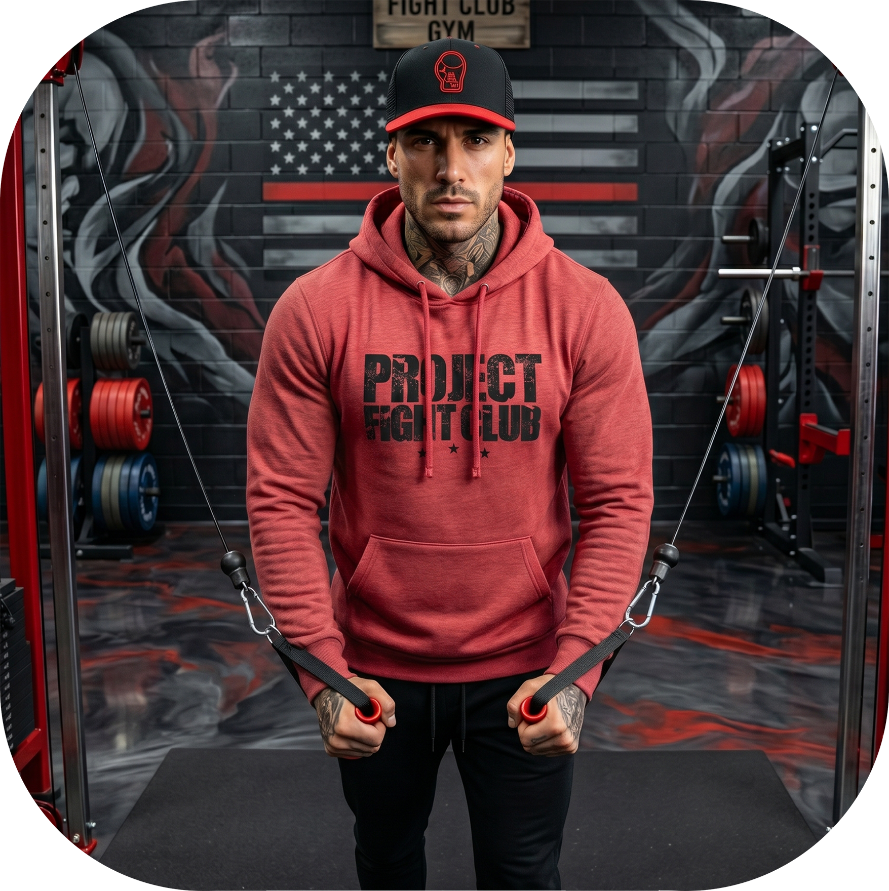 HEATHER RED MIDWEIGHT HOODIE - HONOR FIREFIGHTERS & EMTs