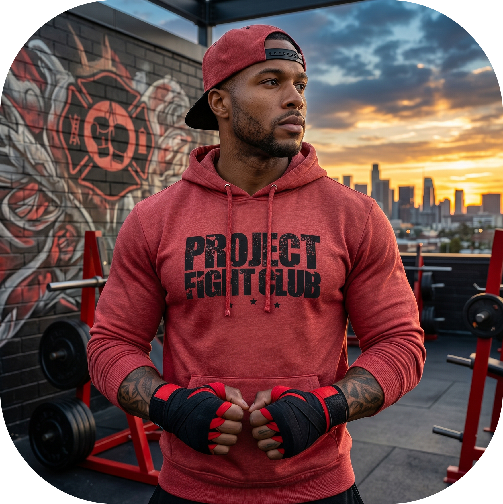 HEATHER RED MIDWEIGHT HOODIE - HONOR FIREFIGHTERS & EMTs