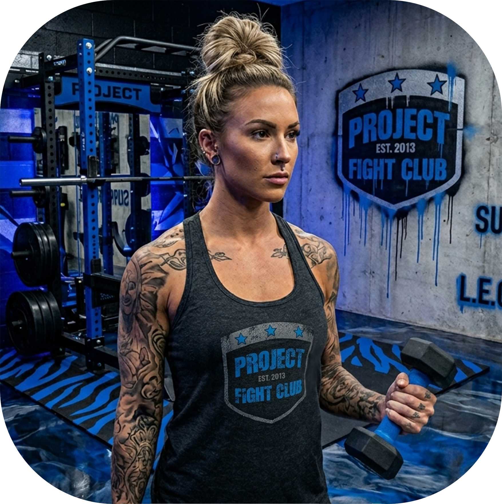 WOMENS DARK GREY RACERBACK TANK #2 - SUPPORT POLICE