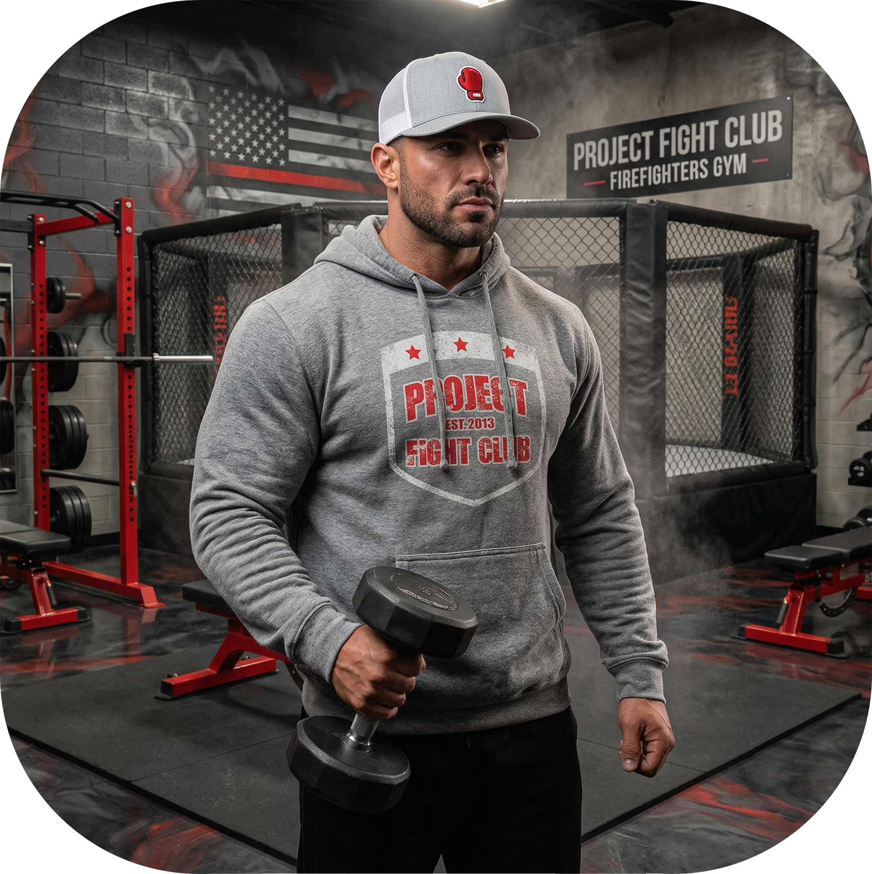 GREY MIDWEIGHT HOODIE - HONOR FIREFIGHTERS & EMTs