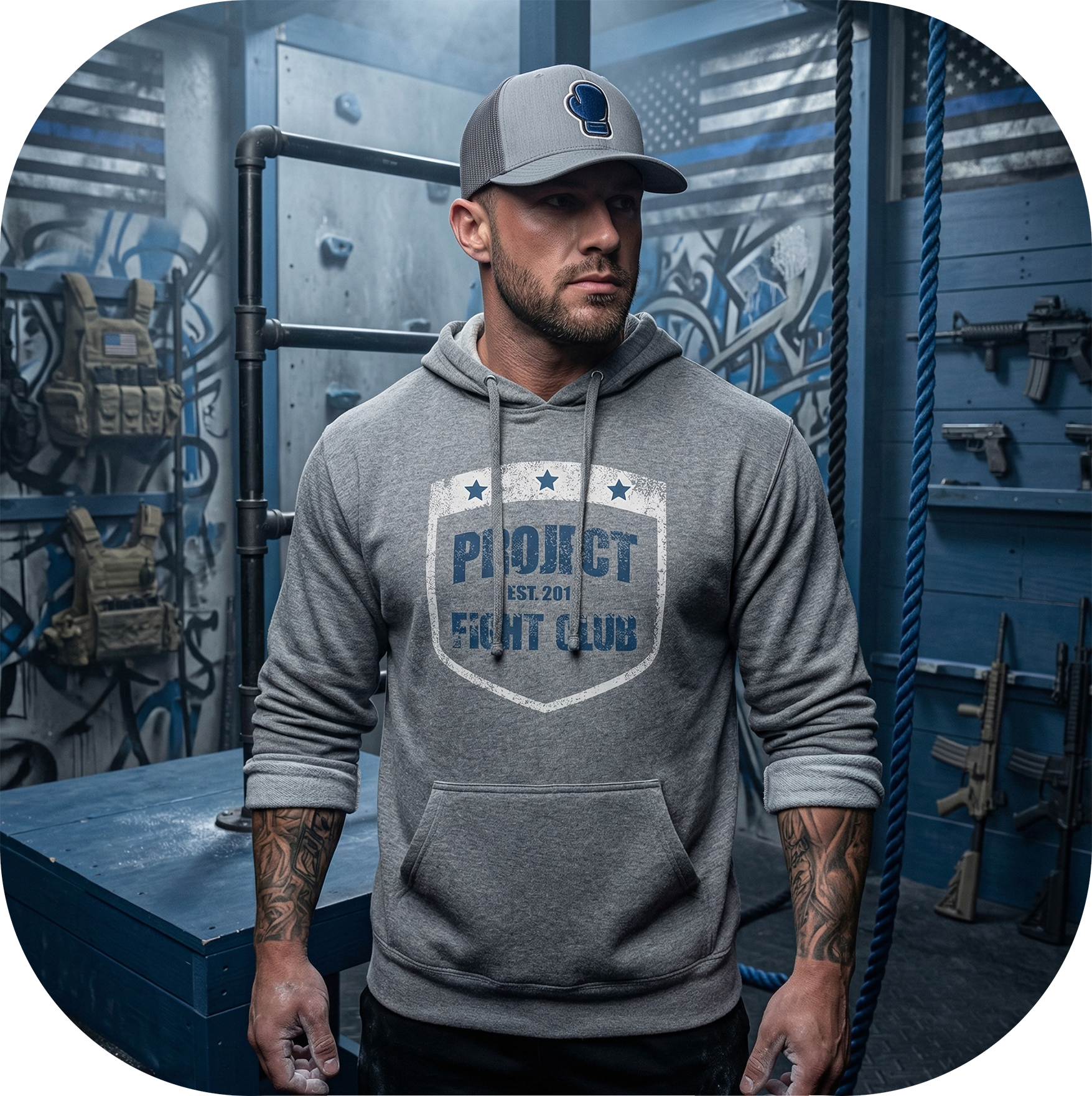 GUNMETAL MIDWEIGHT HOODIE - SUPPORT POLICE