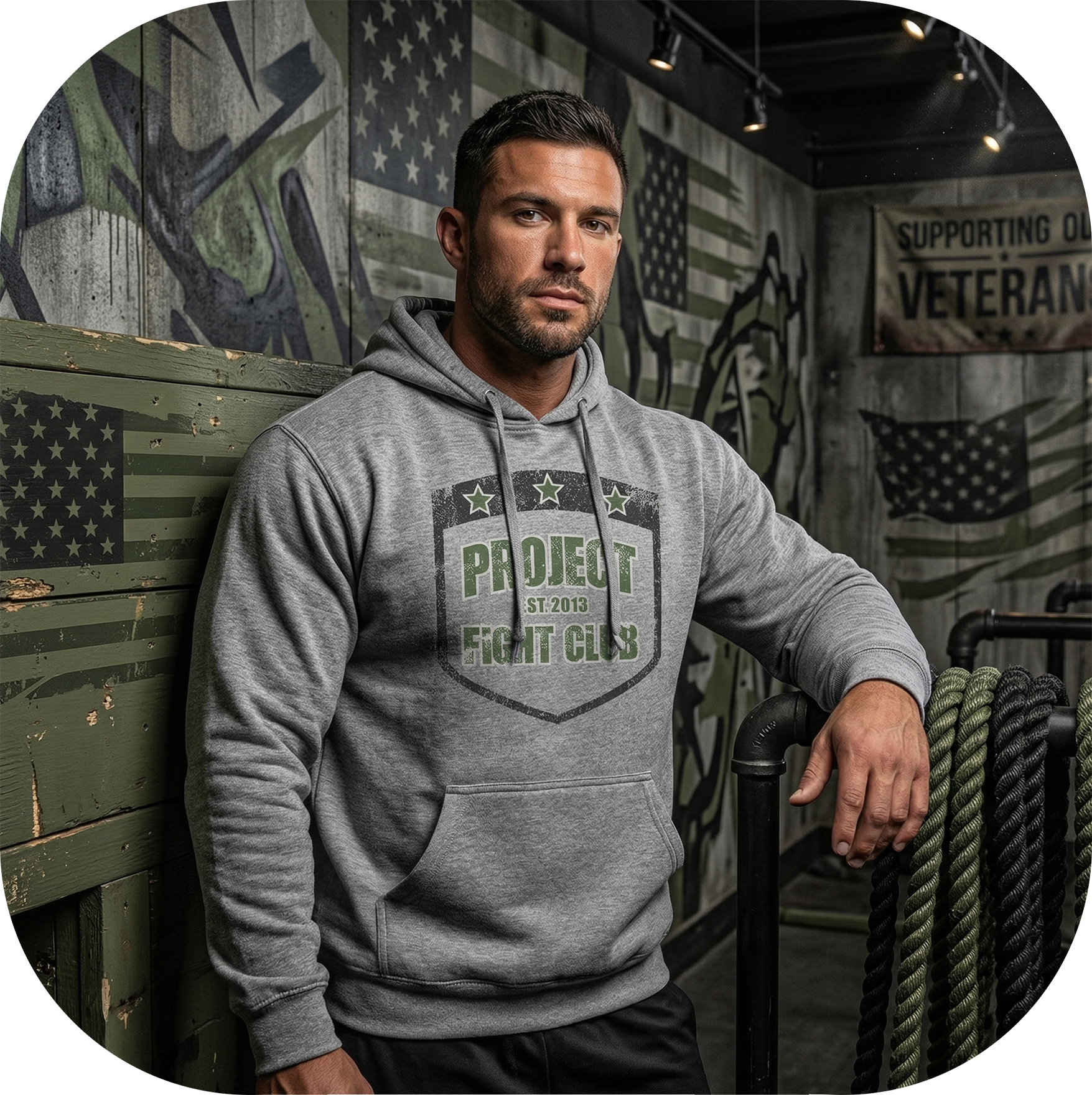 GREY MIDWEIGHT HOODIE - HONOR SOLDIERS & VETERANS