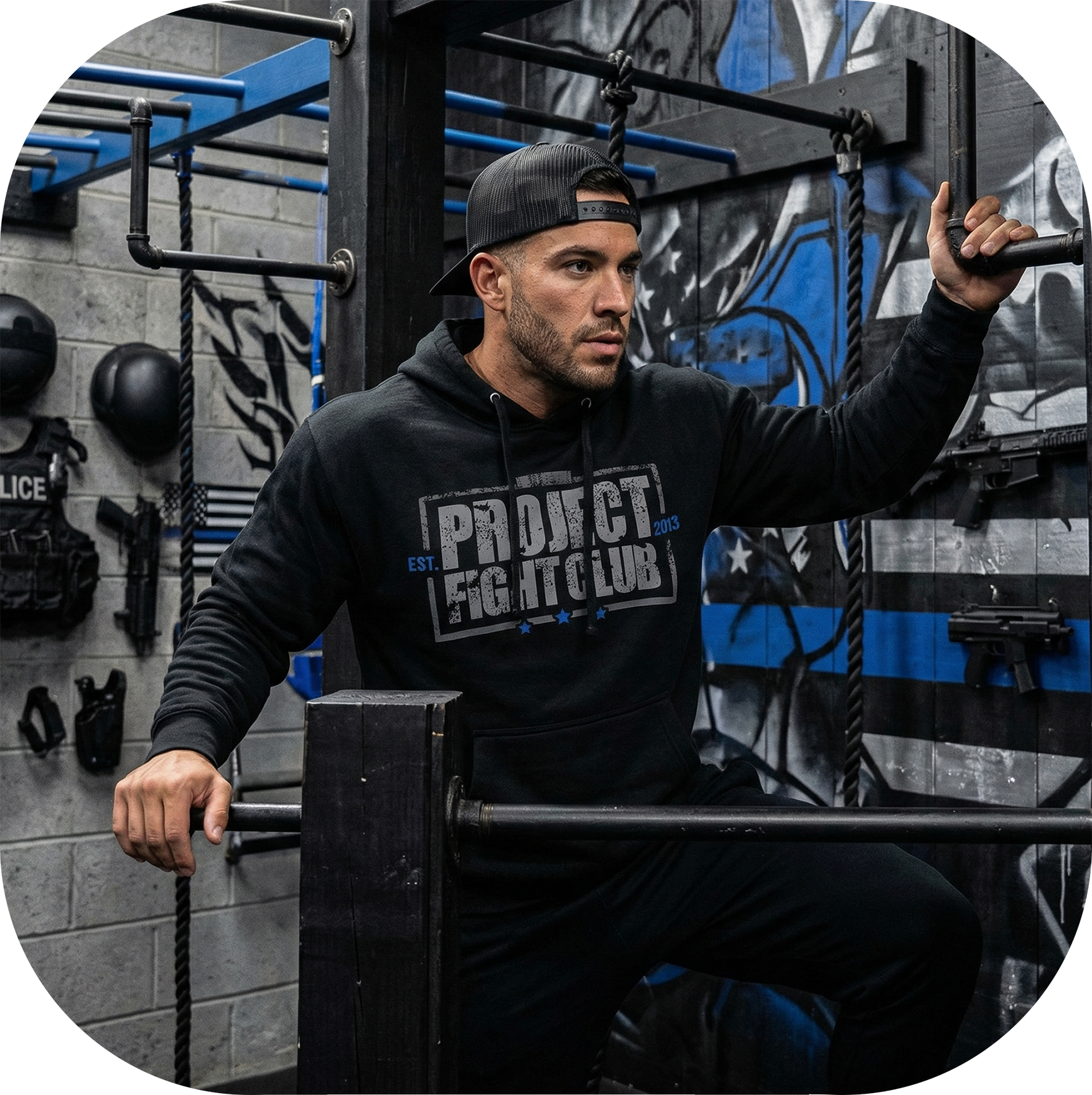 BLACK MIDWEIGHT HOODIE - SUPPORT POLICE