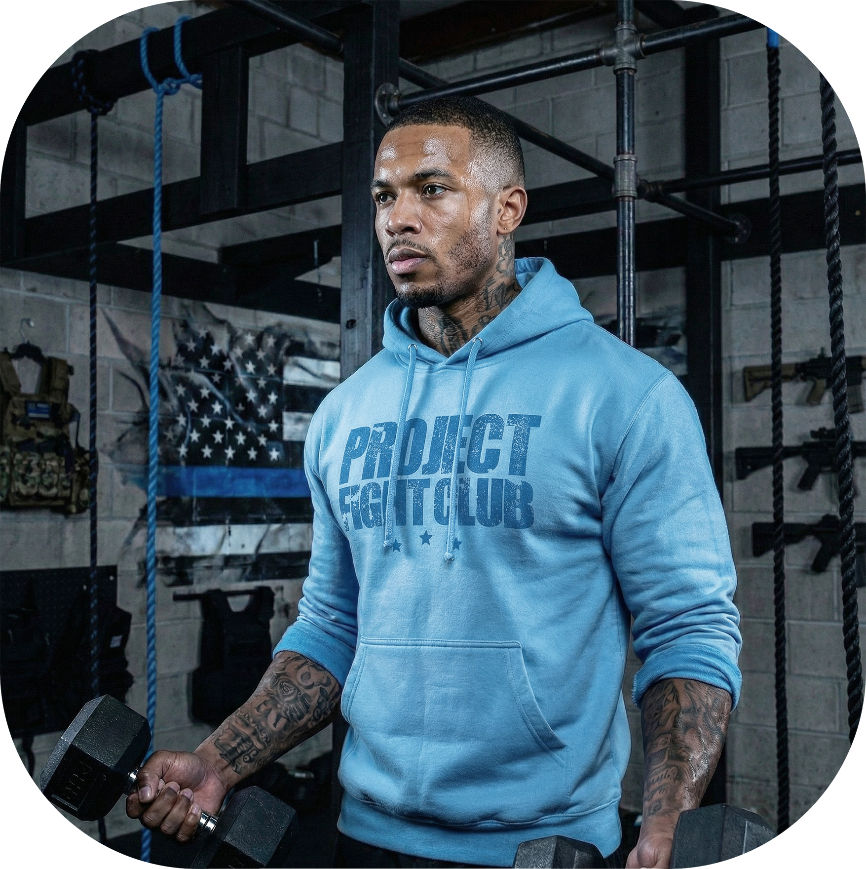 AQUA MIDWEIGHT HOODIE - SUPPORT POLICE