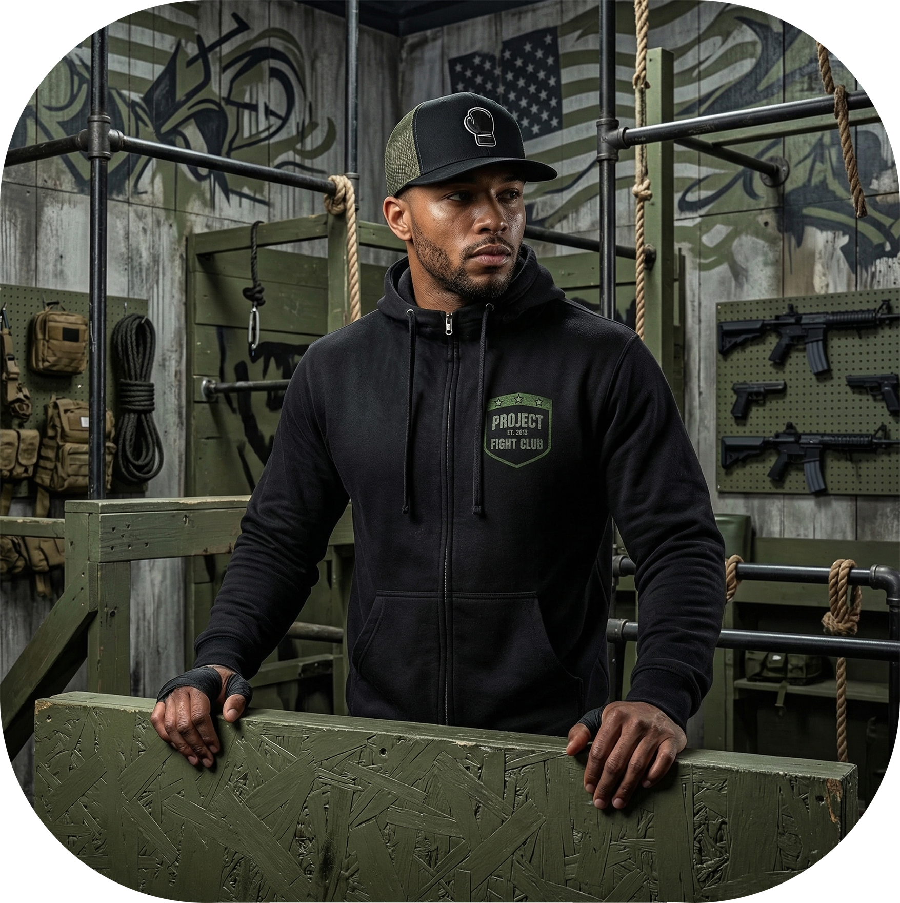 BLACK MIDWEIGHT ZIP HOODIE - HONOR SOLDIERS & VETERANS