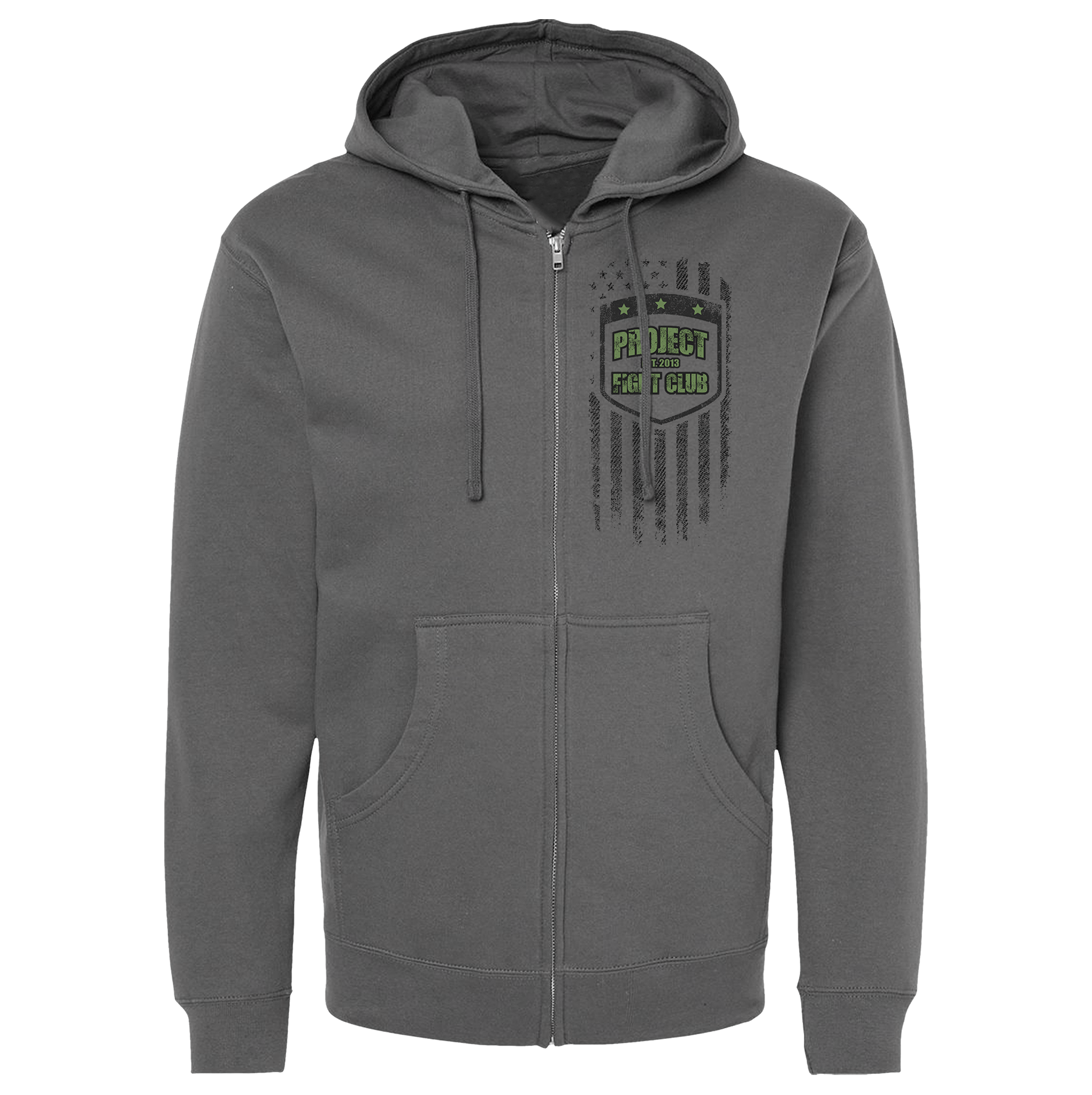 CHARCOAL MIDWEIGHT ZIP HOODIE - HONOR SOLDIERS & VETERANS