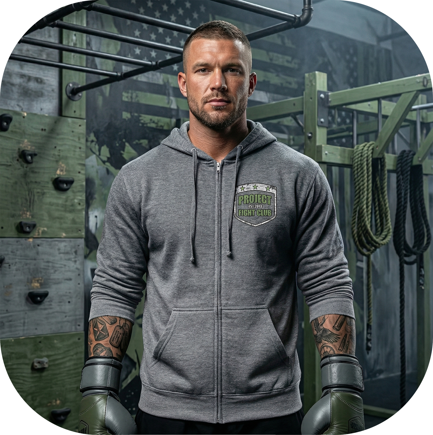 GUNMETAL MIDWEIGHT ZIP HOODIE - HONOR SOLDIERS & VETERANS