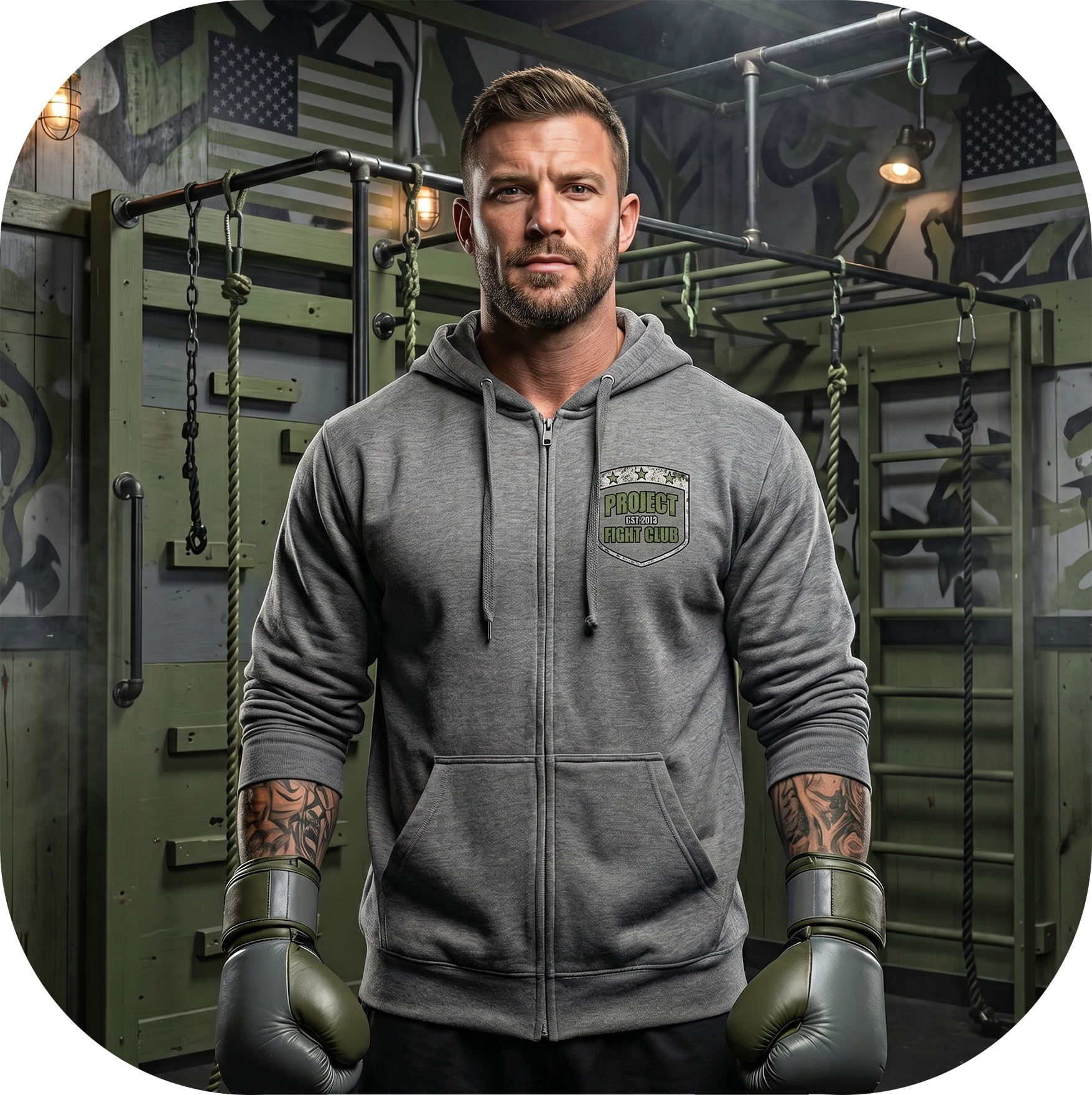 GUNMETAL MIDWEIGHT ZIP HOODIE - HONOR SOLDIERS & VETERANS