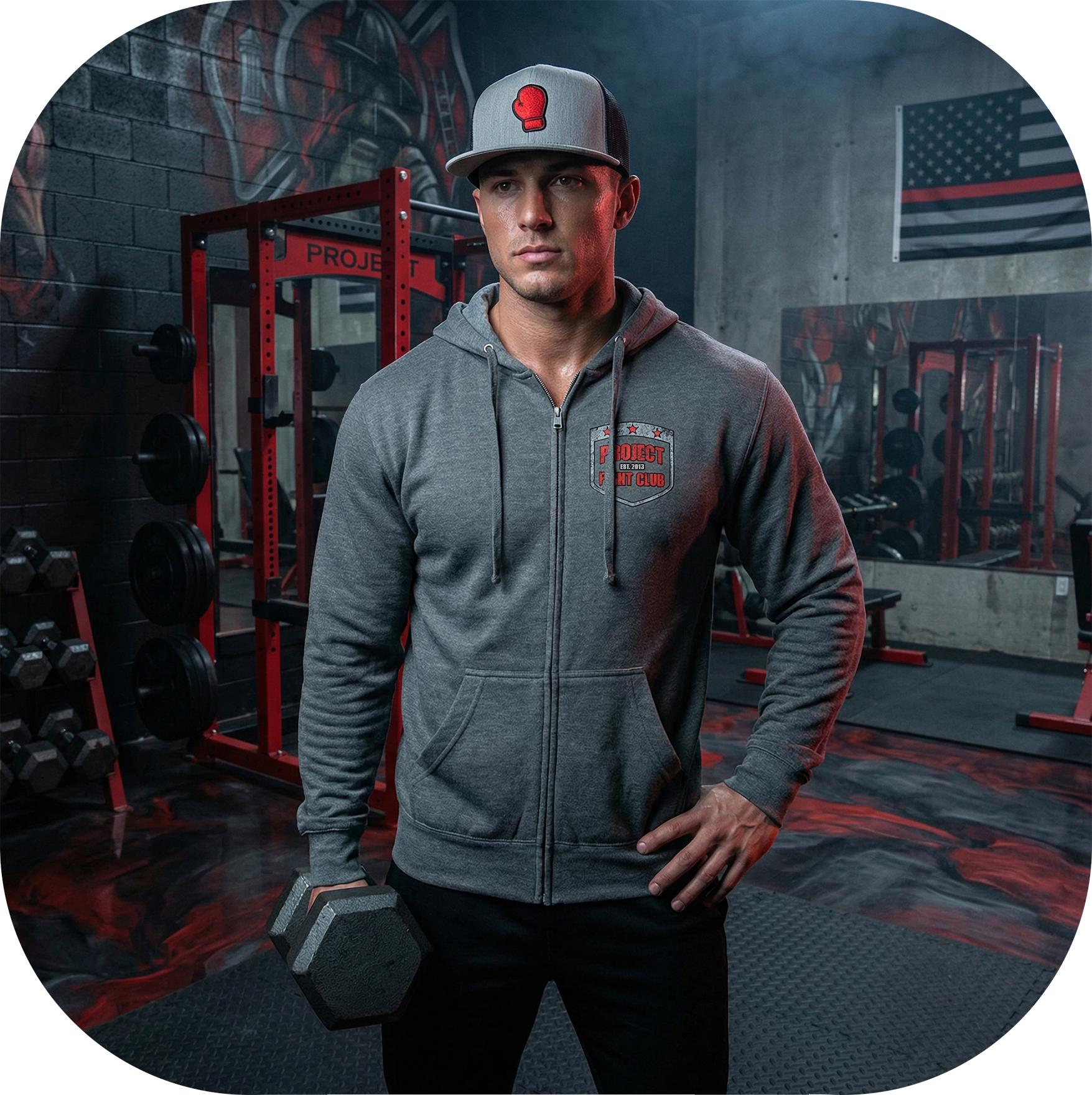 GUNMETAL MIDWEIGHT ZIP HOODIE - HONOR FIREFIGHTERS & EMTs