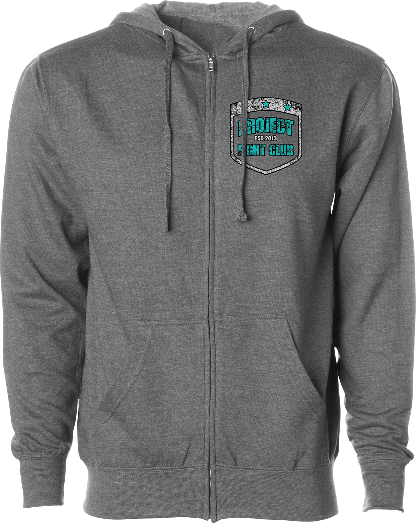 GUNMETAL MIDWEIGHT ZIP HOODIE - FIGHT ADDICTION