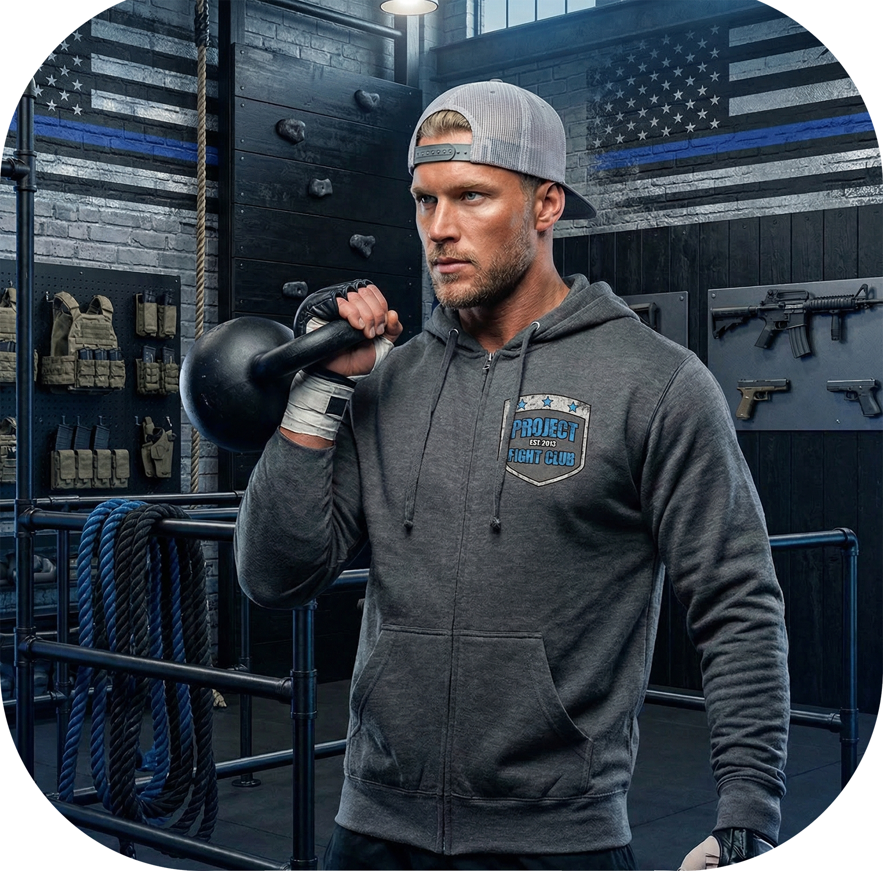 GUNMETAL MIDWEIGHT ZIP HOODIE #2 - SUPPORT POLICE