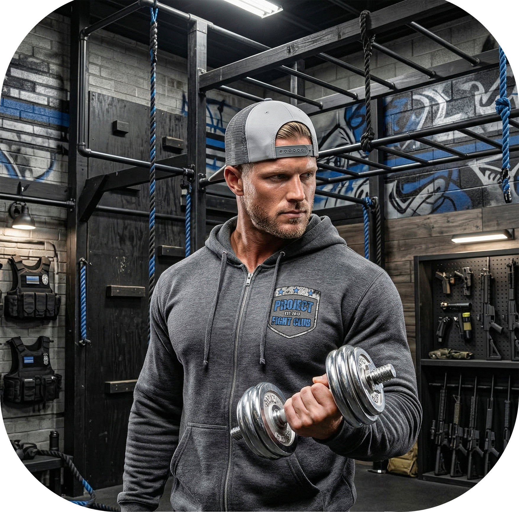 GUNMETAL MIDWEIGHT ZIP HOODIE #2 - SUPPORT POLICE
