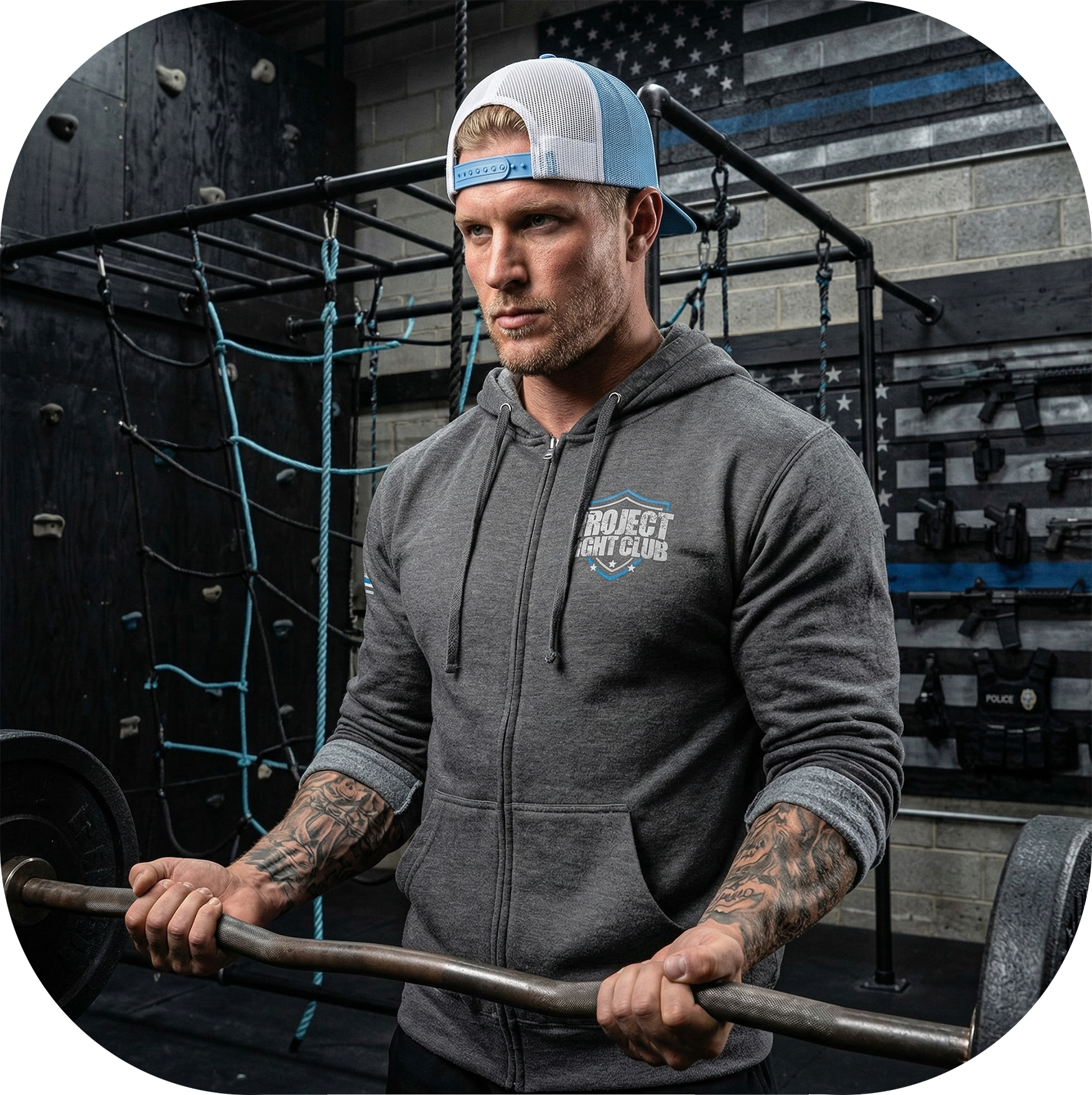 GUNMETAL MIDWEIGHT ZIP HOODIE - SUPPORT POLICE