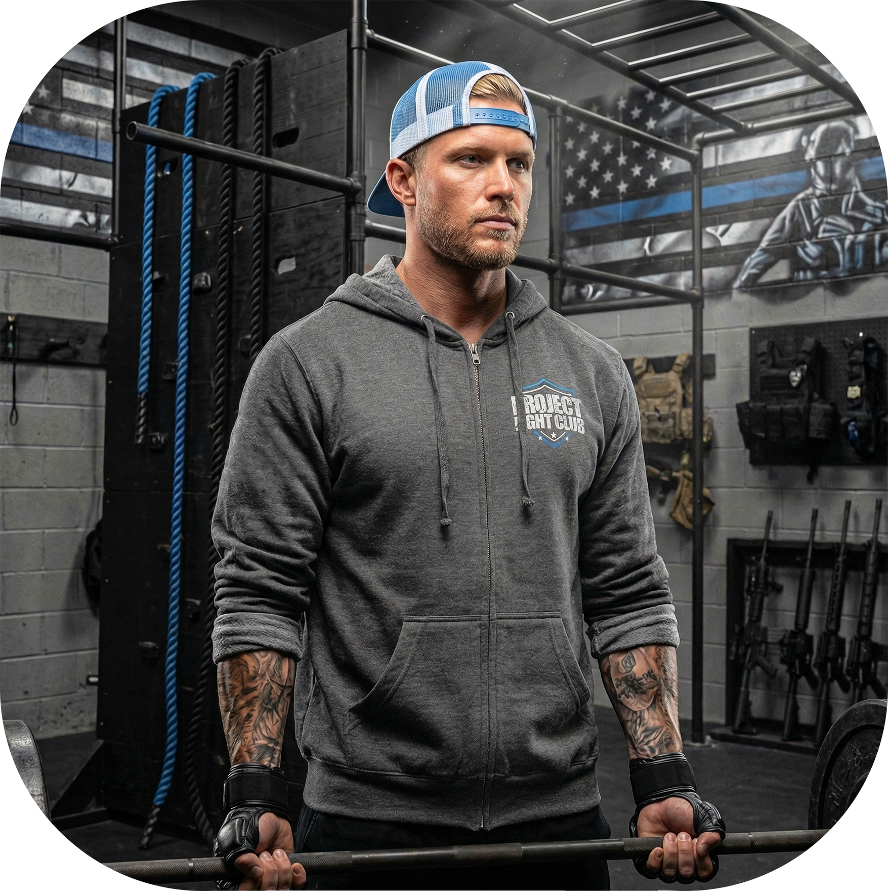 GUNMETAL MIDWEIGHT ZIP HOODIE - SUPPORT POLICE