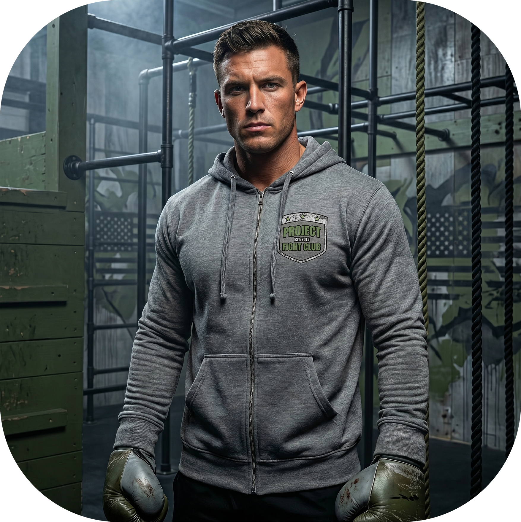 GUNMETAL MIDWEIGHT ZIP HOODIE - HONOR SOLDIERS & VETERANS