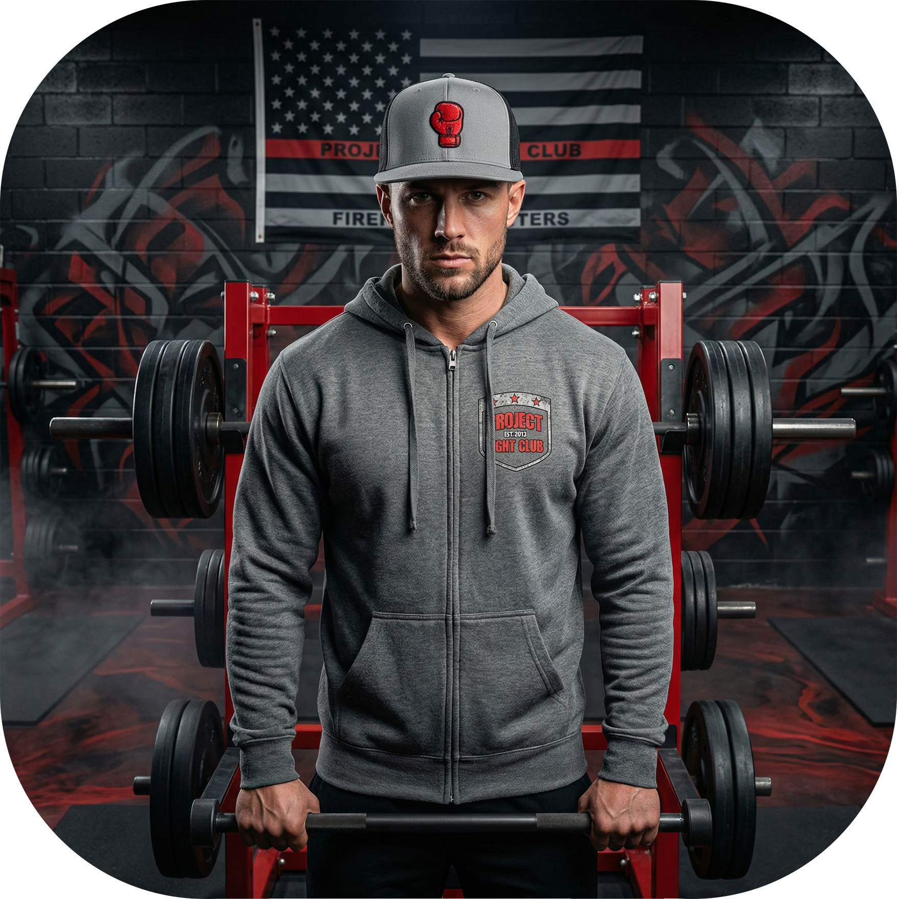 GUNMETAL MIDWEIGHT ZIP HOODIE - HONOR FIREFIGHTERS & EMTs