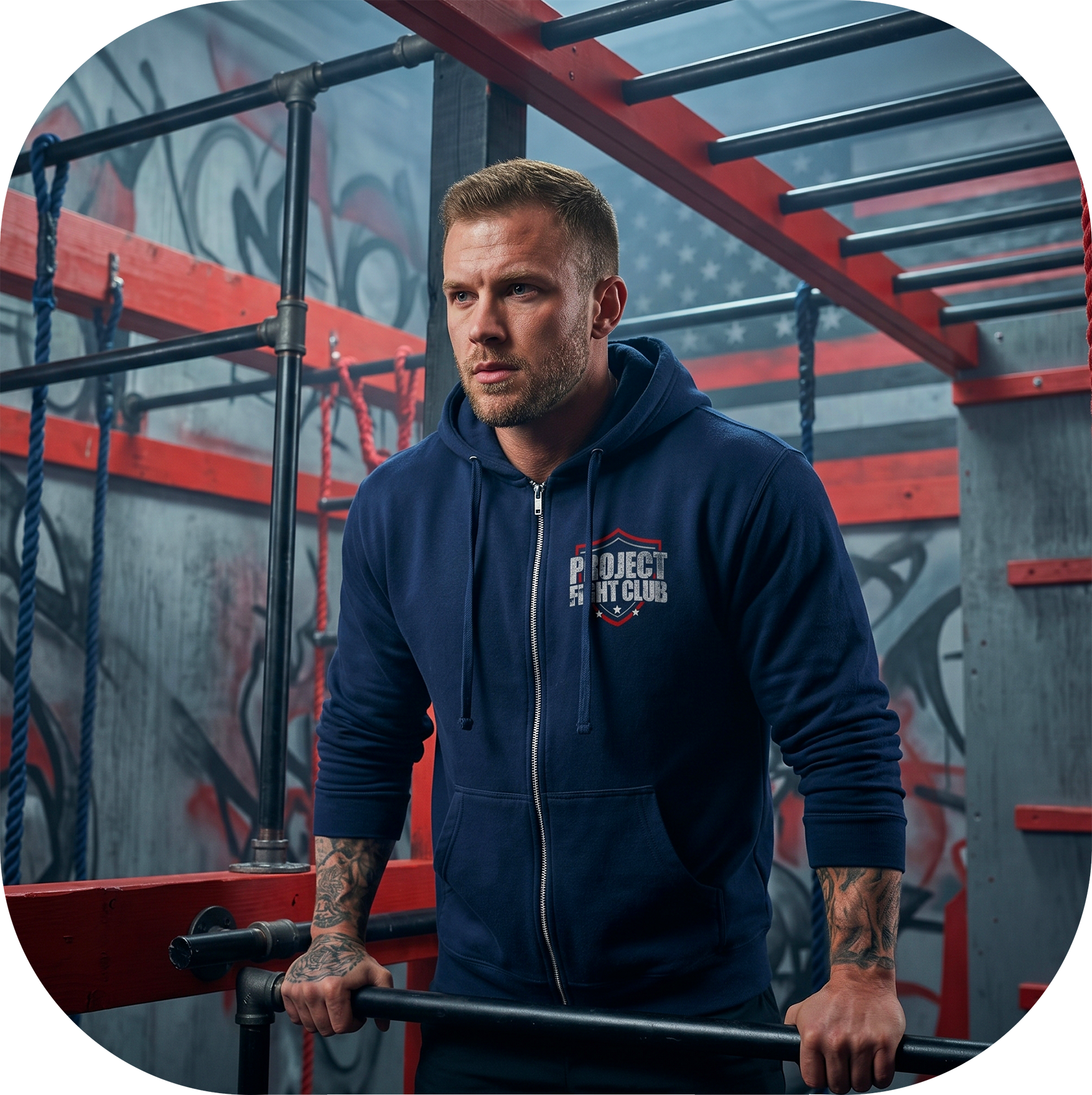 NAVY MIDWEIGHT ZIP HOODIE - HONOR FIREFIGHTERS & EMTs
