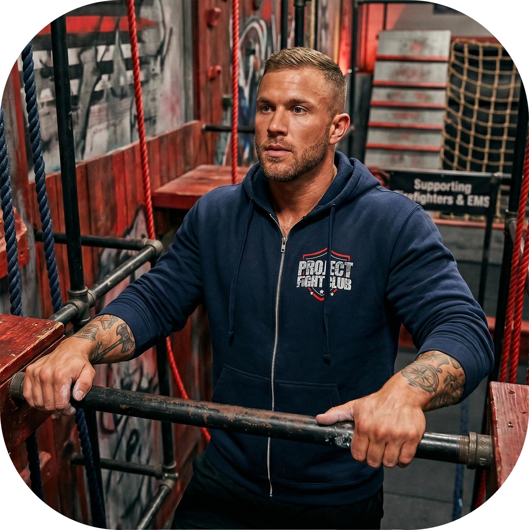 NAVY MIDWEIGHT ZIP HOODIE - HONOR FIREFIGHTERS & EMTs