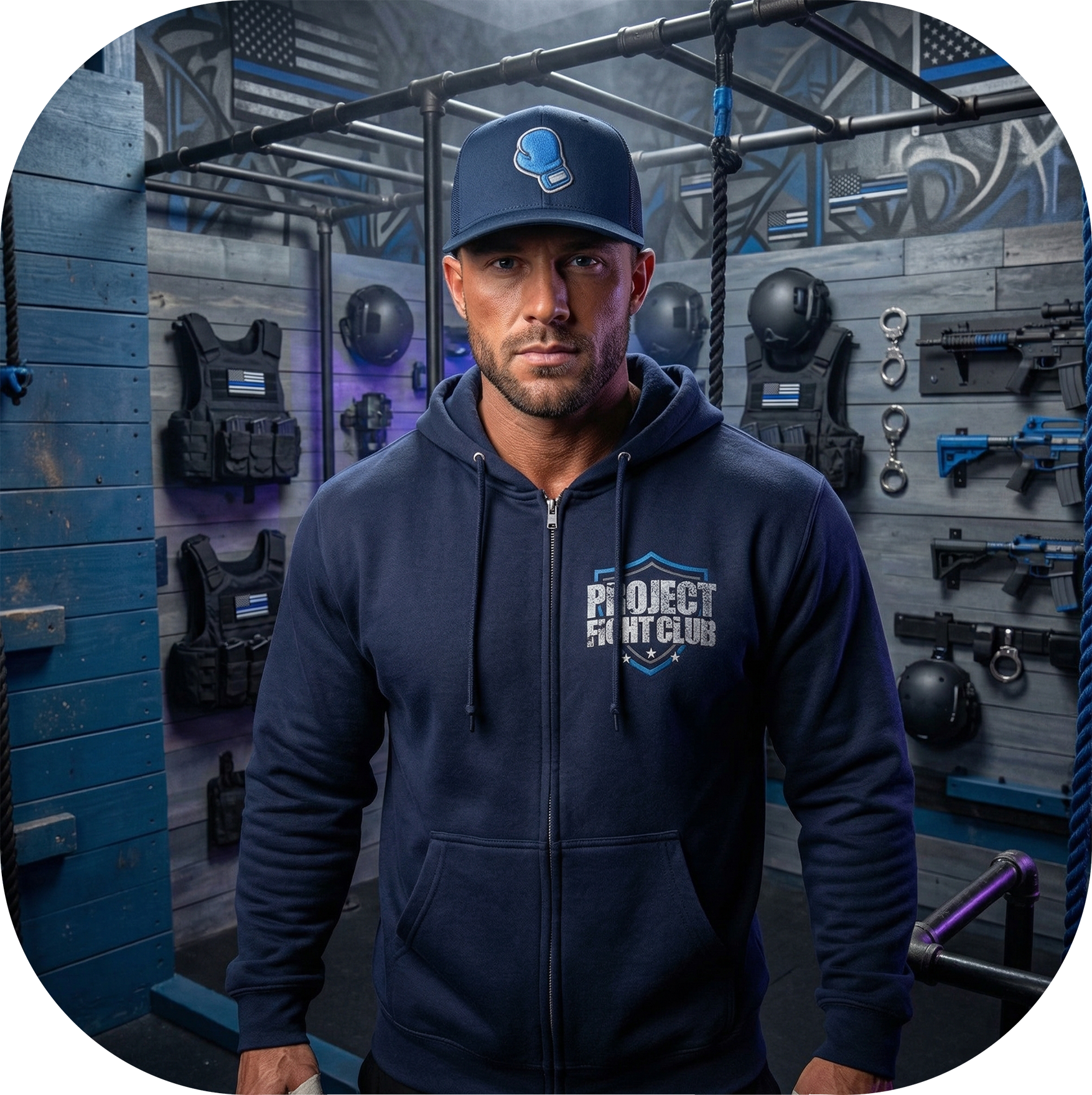 NAVY MIDWEIGHT ZIP HOODIE - SUPPORT POLICE