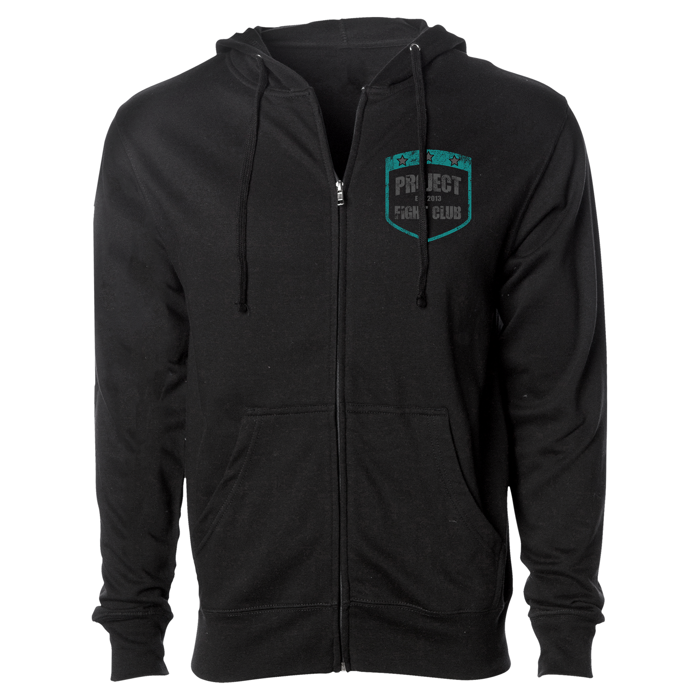 BLACK MIDWEIGHT ZIP HOODIE - FIGHT ADDICTION